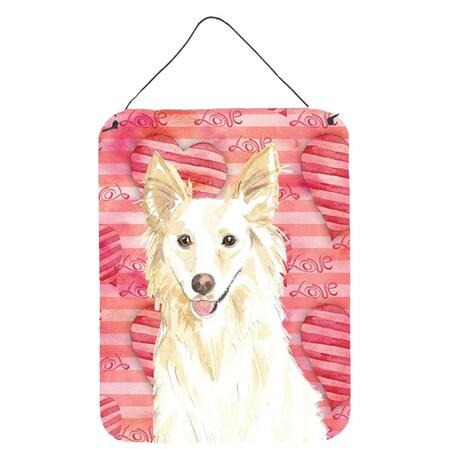 Carolines Treasures Love a White Collie Wall or Door Hanging Prints CK1745DS1216